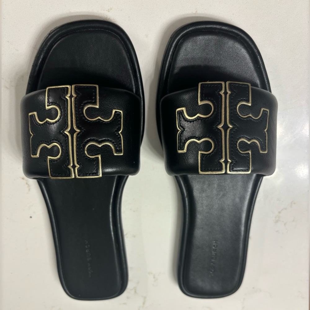 Tory Burch Black Leather Slides